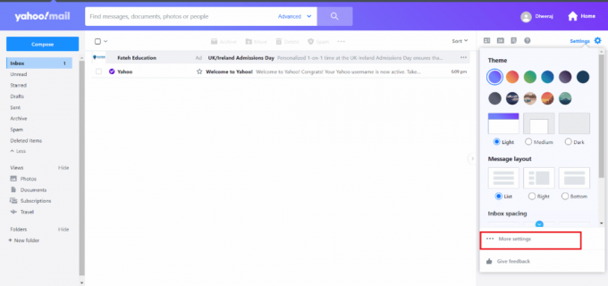 klik op Meer instellingen. Afbeeldingen in- of uitschakelen op Yahoo Mail