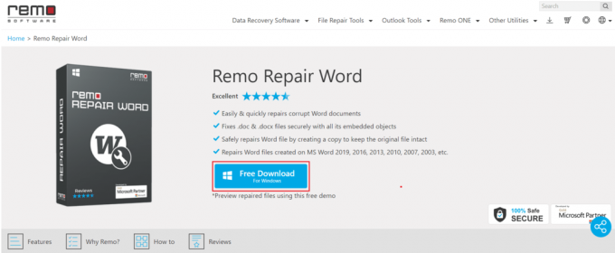 klik op Gratis downloaden op de officiële website van Remo Software