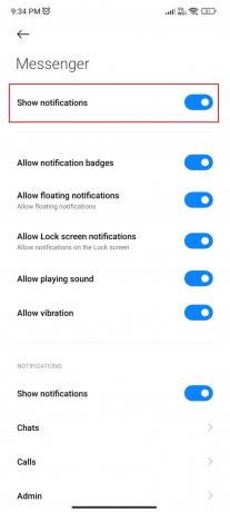 Toque em todos os botões ou botões necessários para ativar as configurações de notificação | Notificações do Facebook Messenger não funcionam no Android