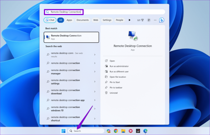 Open Remote Desktop Connection op Windows