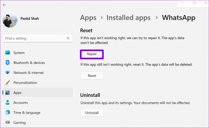 Parandage WhatsApp opsüsteemis Windows 11