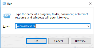 Paina Windows Key + R ja kirjoita winword.exe a ja paina Enter avaa MS Word