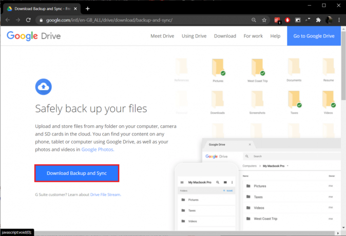 Fare clic sul pulsante Scarica backup e sincronizzazione per avviare il download | Unisci più account Google Drive e Google Foto