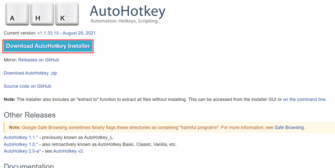 ดาวน์โหลดแอป AutoHotkey จากเว็บไซต์ทางการ