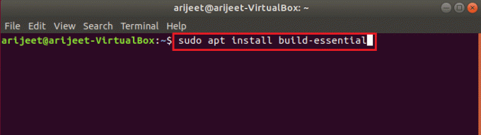 Comando del terminale ubuntu linux per installare il pacchetto essenziale di build
