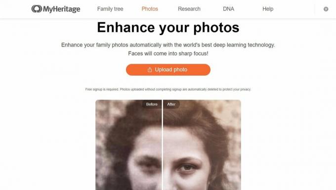 MyHeritage Photo Enhancer-Website | Software zur Wiederherstellung alter Fotos kostenlos herunterladen