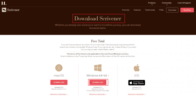 Scrivener-downloadpagina