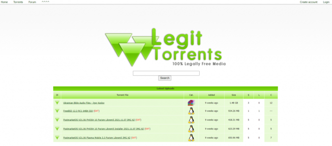 legitime Homepage der Torrent-Site