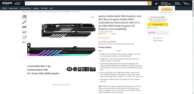 upHere adressierbare RGB-Klammer Amazon-Webseite 