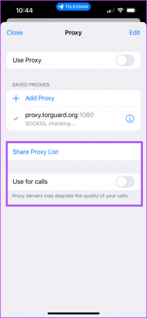 compartilhar lista de proxy e usar para chamadas Telegram iPhone