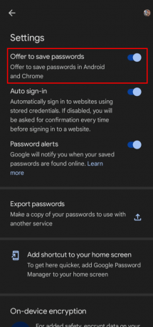 Tippen Sie auf die Option zum Speichern von Passwörtern anbieten, um sie zu deaktivieren | So verhindern Sie, dass Google Chrome Passwörter speichert