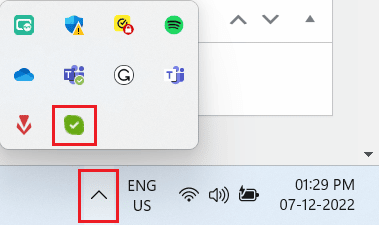 Clique no ícone de seta na barra de tarefas para abrir a bandeja do sistema e ver o ícone da janela minimizada do Skype | Opções de exibição de tela do Skype