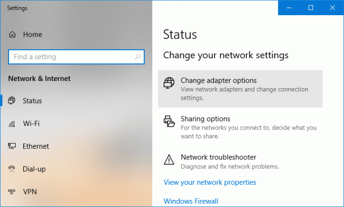 Klicken Sie auf Adapteroptionen ändern | [Gelöst] WLAN verbunden, aber kein Internet unter Windows 10