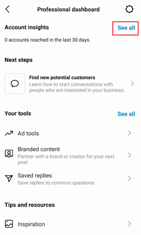 Докоснете Вижте всички от секцията Статистика за акаунта в горната част