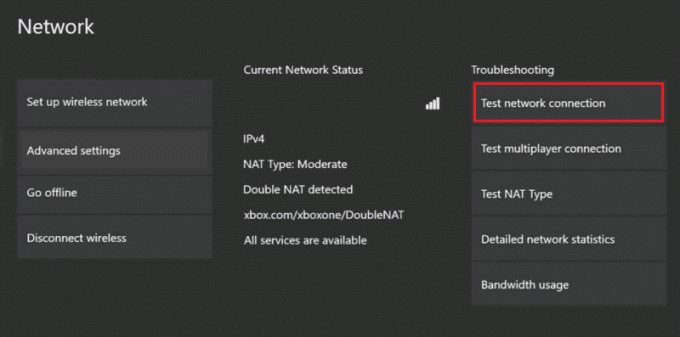 Velg alternativet Test nettverkstilkobling i delen Feilsøking for å teste hastigheten på nettverket. Reparer Call of Duty Vanguard Dev Error 6032 på Xbox