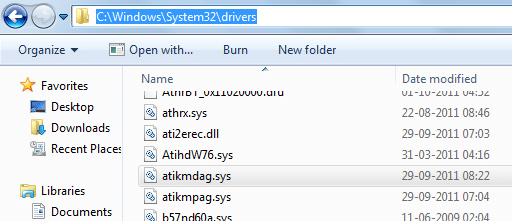 datoteka atikmdag.sys u System32 driversatikmdag.sys datoteka u upravljačkim programima System32