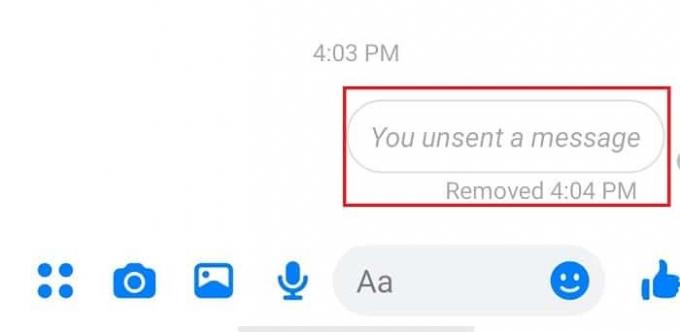 Une fois que vous avez supprimé un message, il sera remplacé par la carte « Vous n'avez pas envoyé de message ».
