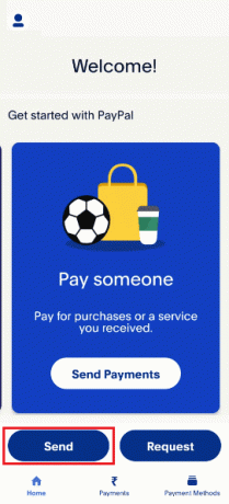 paypal app tippen sie auf senden. wie man geld auf paypal von einem freund erhält