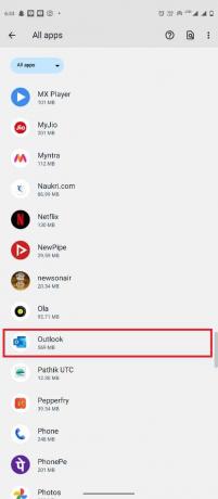 bakstelėkite Žiūrėti visas programas, tada suraskite ir bakstelėkite Outlook | „Outlook“ programos kalendoriaus tiesioginiai pranešimai „Android“.