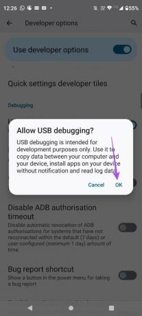 разрешаване на USB отстраняване на грешки на android 