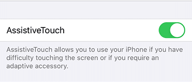 Išjunkite „Assitive Touch iPhone“.