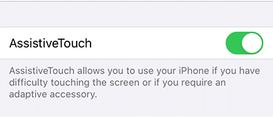 Vypněte funkci Assitive touch iPhone