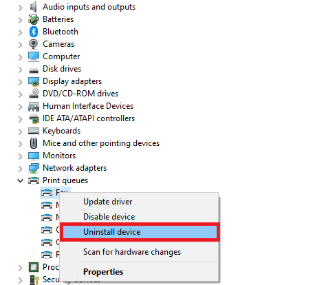 დააწკაპუნეთ დრაივერზე მარჯვენა ღილაკით და აირჩიეთ მოწყობილობის დეინსტალაცია. შეასწორეთ Active Directory დომენის სერვისები ამჟამად მიუწვდომელია Windows 10-ში