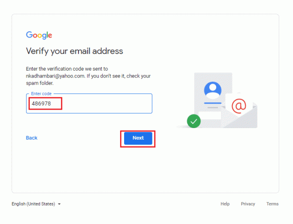 Verifique o endereço de e-mail com o código de verificação