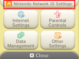 Wybierz Ustawienia identyfikatora sieciowego Nintendo
