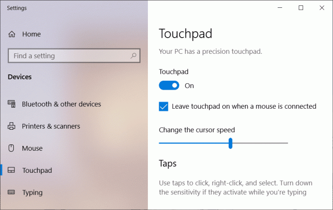 გამორთეთ სენსორული პანელი, როდესაც მაუსი დაკავშირებულია Windows 10-ში
