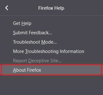 Kliknite na o Firefoxu