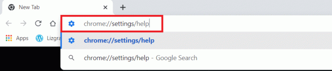 Chrome Hakkında sayfasını doğrudan başlatmak için arama çubuğuna kısayol bağlantısını yazın