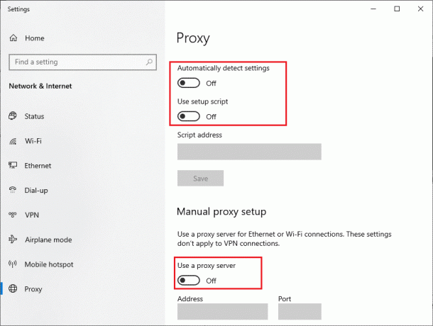 dezactivați serverul proxy. Remediați eroarea OneDrive 0x8004de40 în Windows 10