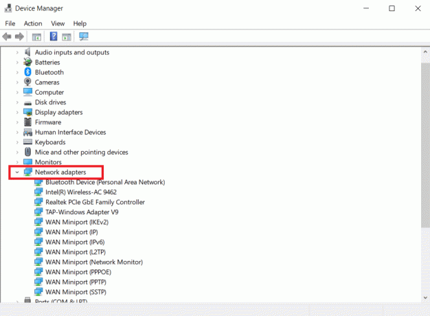 Pagrindiniame skydelyje pamatysite tinklo adapterius; dukart spustelėkite jį, kad išplėstumėte