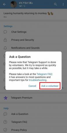 स्वयंसेवक से पूछें पर टैप करें। 