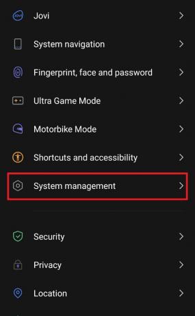 सिस्टम प्रबंधन पर टैप करें। Android पर फेट ग्रैंड ऑर्डर त्रुटि 43 को ठीक करें