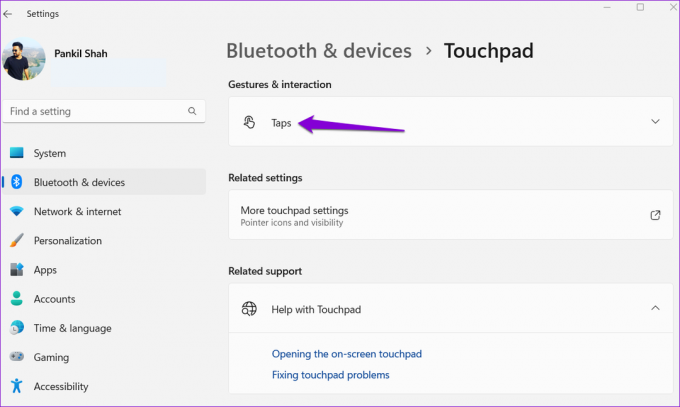 Ustawienia touchpada Windows 11