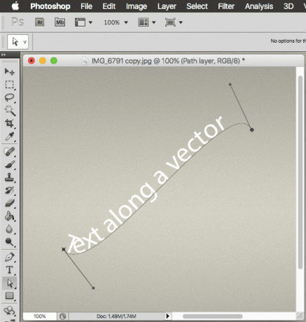 Urejanje poti vektorja besedila v Photoshopu 1