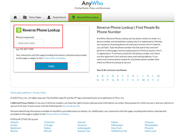 AnyWho Reverse-Phone-Lookup