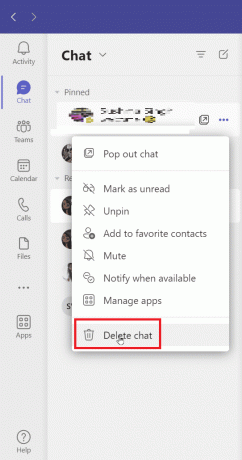 Z przedstawionych opcji wybierz Usuń czat.