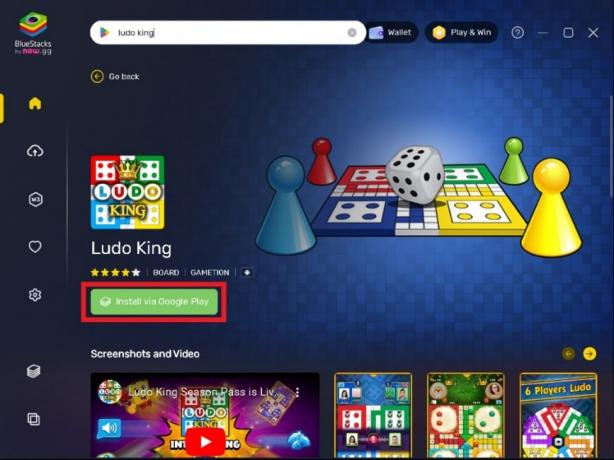 Spustelėkite Įdiegti per „Google Play“ | Kaip žaisti ludo king internete kompiuteryje