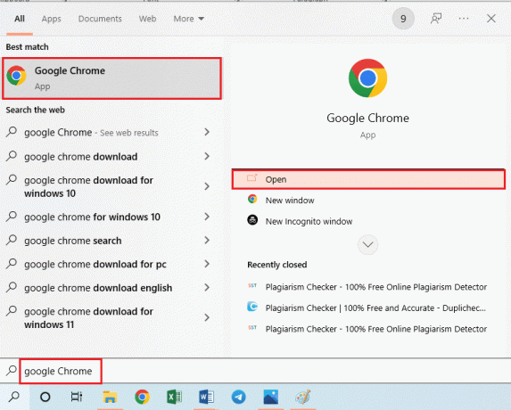 käivitage Google Chrome'i rakendus 