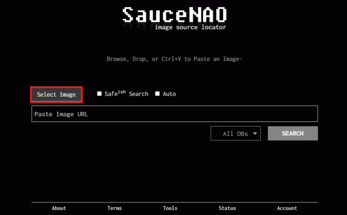 SauceNAO वेबसाइट खोलें और सेलेक्ट इमेज बटन पर क्लिक करें। फ़ेसबुक पर तस्वीर का उपयोग करके किसी को कैसे खोजें