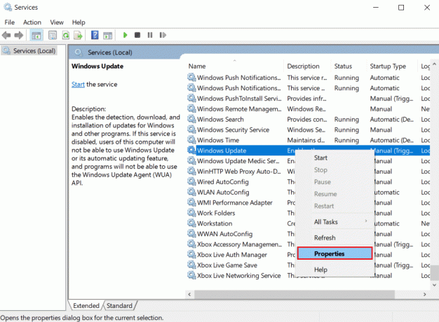 Opção de propriedades. Corrigir erro de processo MoUsoCoreWorker.exe