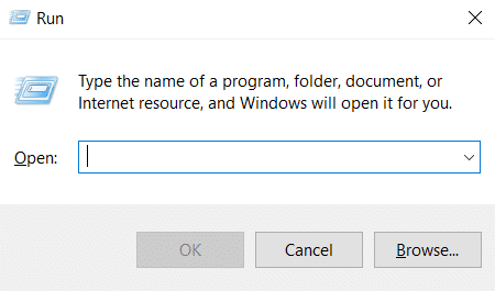 Inicie o prompt Executar. Corrigir o erro Qbittorrent IO no Windows 10
