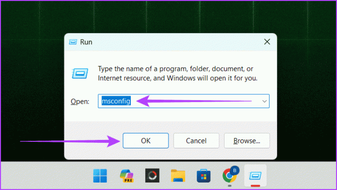 Abra Ejecutar aplicación, escriba msconfig en el cuadro de búsqueda y haga clic en Aceptar