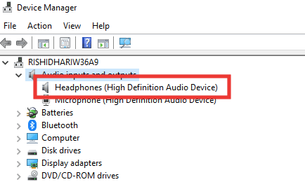 Doppelklicken Sie auf das HD-Audiogerät der Kopfhörer. Beheben Sie, dass meine Kopfhörerbuchse in Windows 10 nicht funktioniert