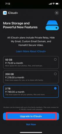 Klepněte na Upgradovat na iCloud+ | jak upgradovat úložiště na iPhone