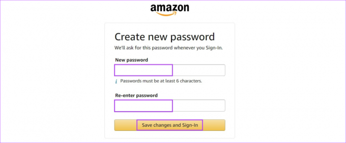 Izveidojiet jaunu Amazon paroli