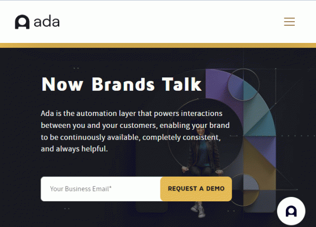 Página inicial de Ada | chatbot de IA online